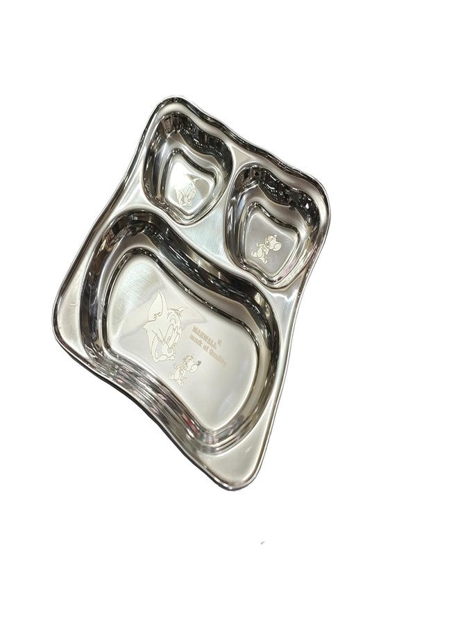 MARWALL Stainless Steel Kids Printed Partition Dinner Plate Size : 22.5cmx23cm (2) - Image 2